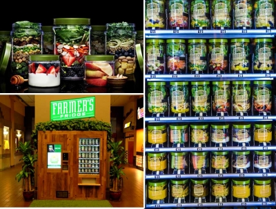 Uma máquina de vending que só vende fruta e saladas